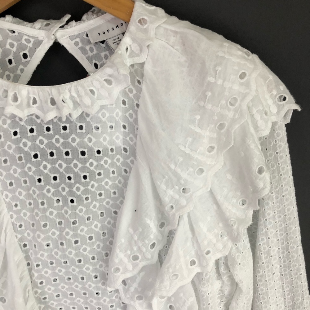 Topshop Eyelet Ruffle Blouse - Picture 3 of 8